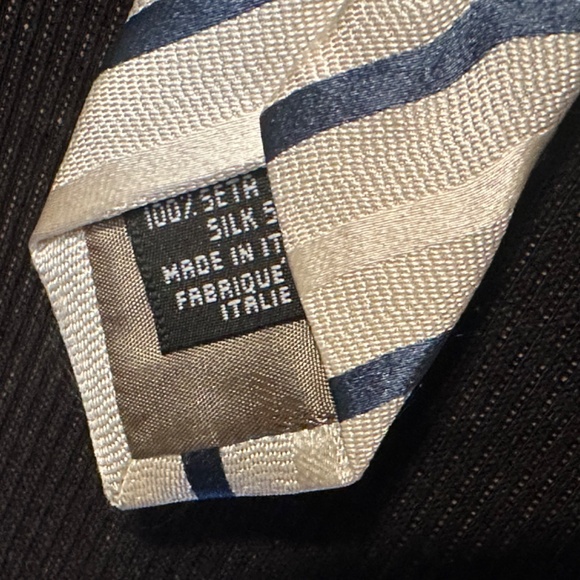 AUTHENTIC EMPORIO ARMANI 100% SILK NECKTIE TIE BLUE SILVER STRIPE - Picture 5 of 5